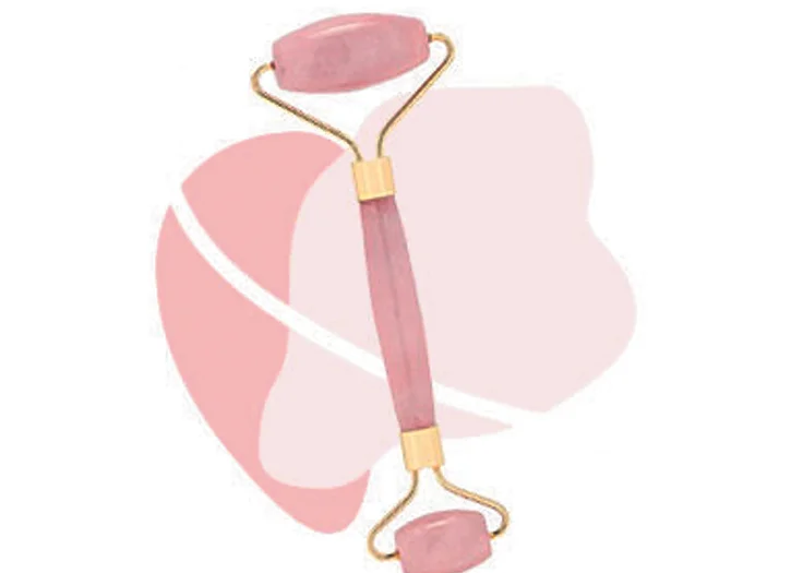 Масажний ролер для обличчя з рожевого кварцу - Massage roller for face