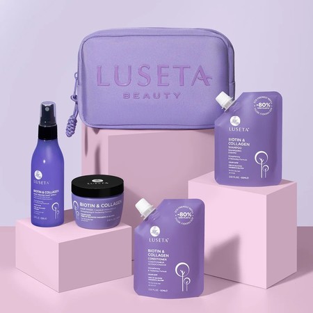 Набір для тонкого та ламкого волосся з косметичкою - Luseta Beauty Biotin & Collagen Jet-Set Hair Strengthen Kit